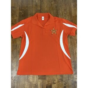 Houston Astros Women's Orange Polo Shirt Size Large Baseball Short Sleeve